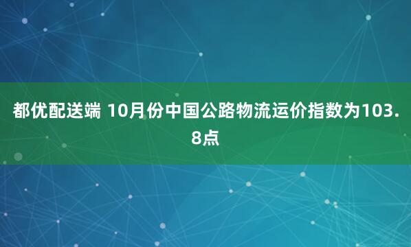 都优配送端 10月份中国公路物流运价指数为103.8点