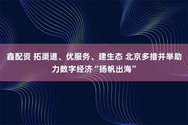 鑫配资 拓渠道、优服务、建生态 北京多措并举助力数字经济“扬帆出海”